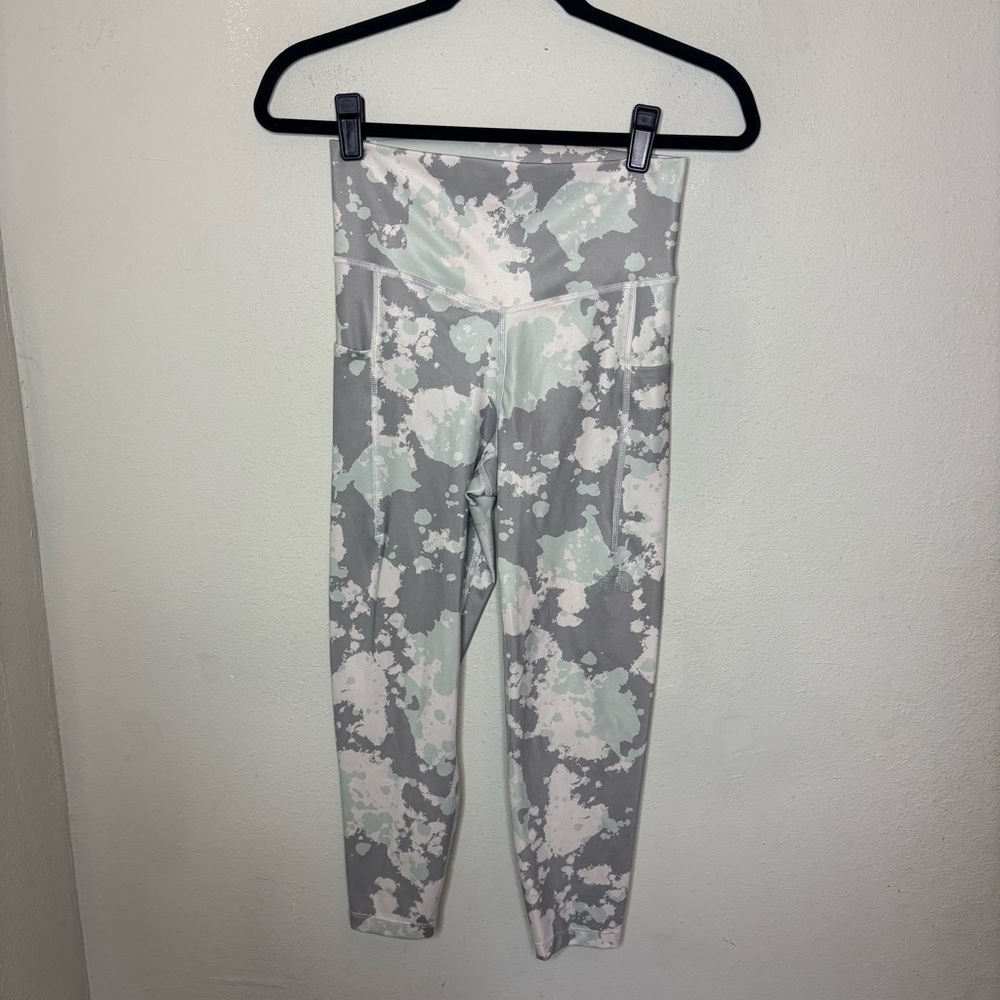 The North Face High-Waist Active Leggings in Gray & Mint Splash Medium